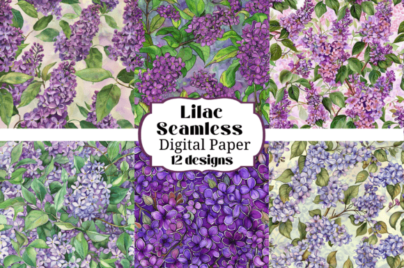 12 Purple Lilac Seamless Backgrounds for Creative Projects