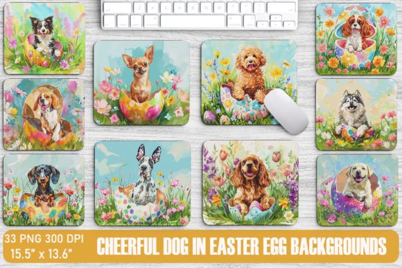 Cheerful Dog in Easter Egg Backgrounds: A Designer's Asset