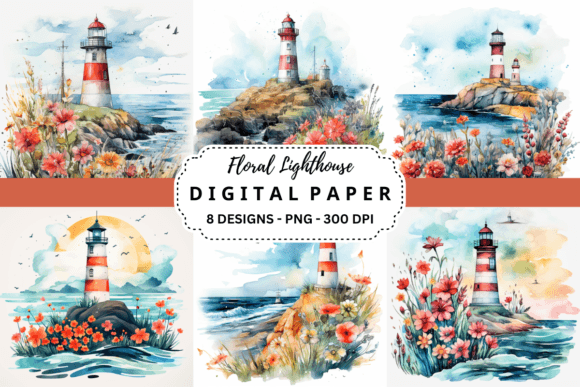 Coastal Charm Meets Blooming Design: Using Floral Lighthouse Backgrounds