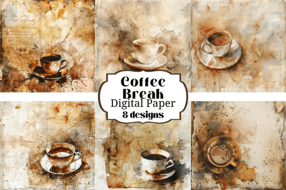 Coffee Break Watercolor Backgrounds for Creative Projects