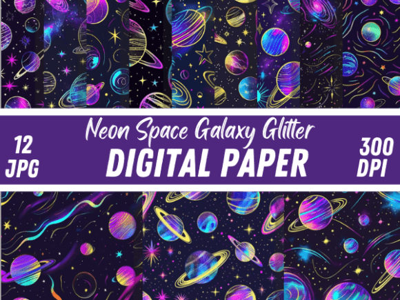Neon Space Galaxy Glitter Backgrounds: A Designer's Guide