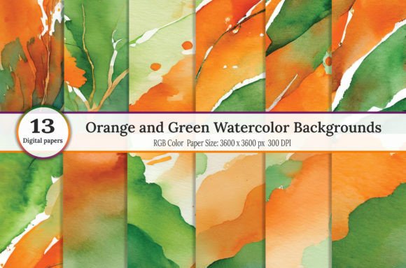 Orange and Green Watercolor Backgrounds: A Creative Toolkit