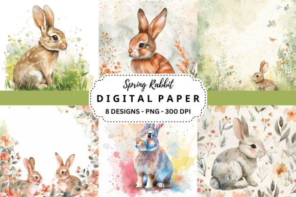 Spring Rabbit Watercolor Backgrounds: A Whimsical Toolkit