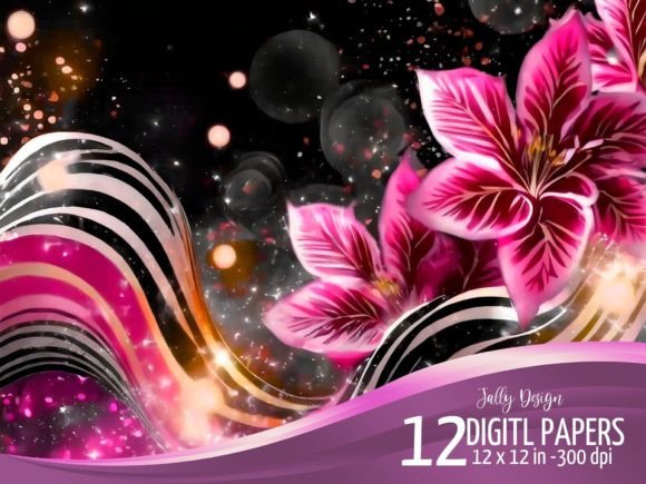 Stunning Pink & Black Liquid Flow Art Backgrounds for Designers