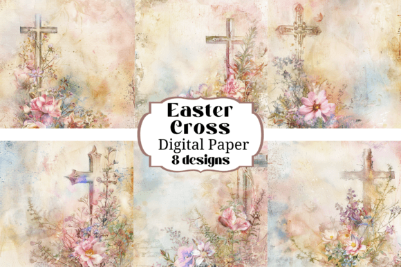 Watercolor Easter Cross Backgrounds for Creative Projects